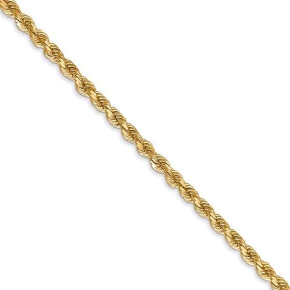 2.75mm 14k Yellow Gold, Diamond Cut Solid Rope Chain Necklace, 26 Inch - Picture 1 of 7